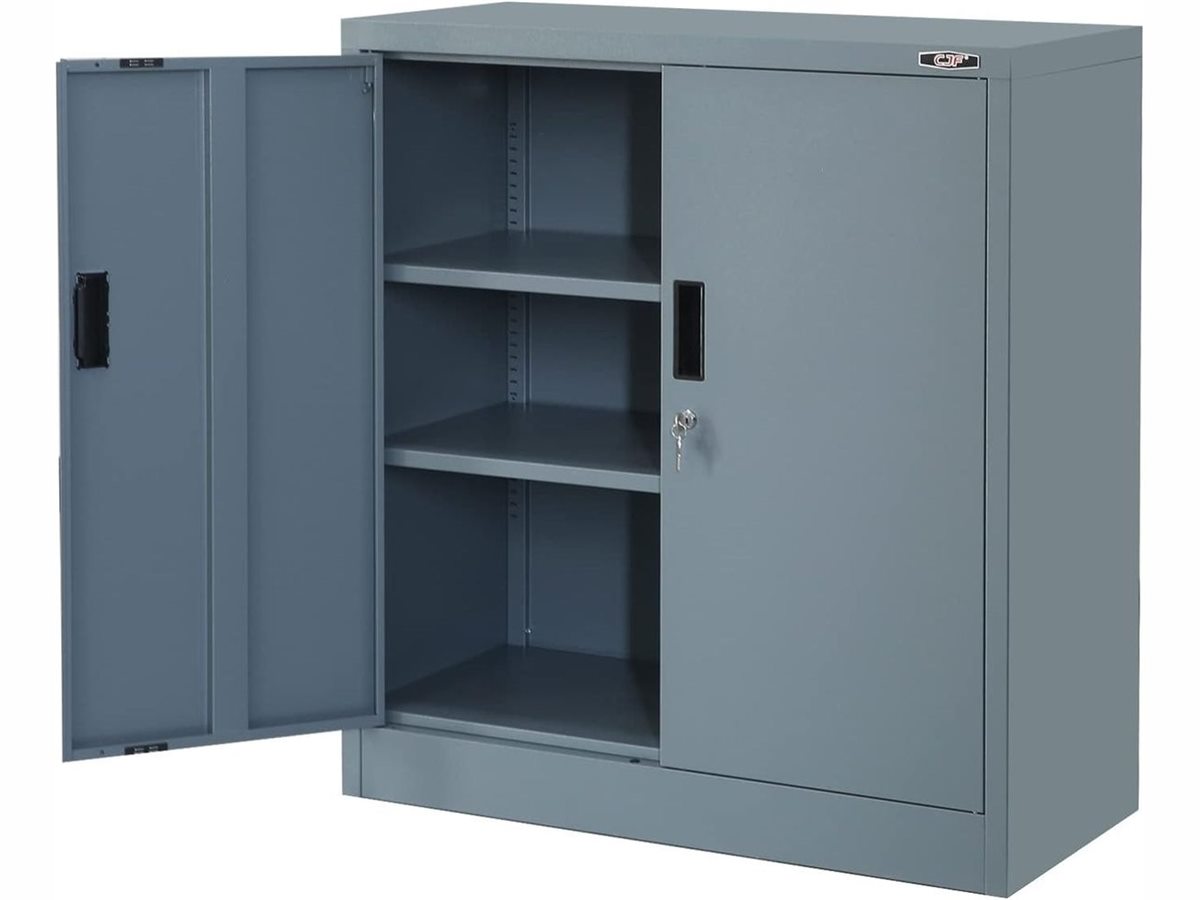 Armoire basse métallique à 2 portes rideau